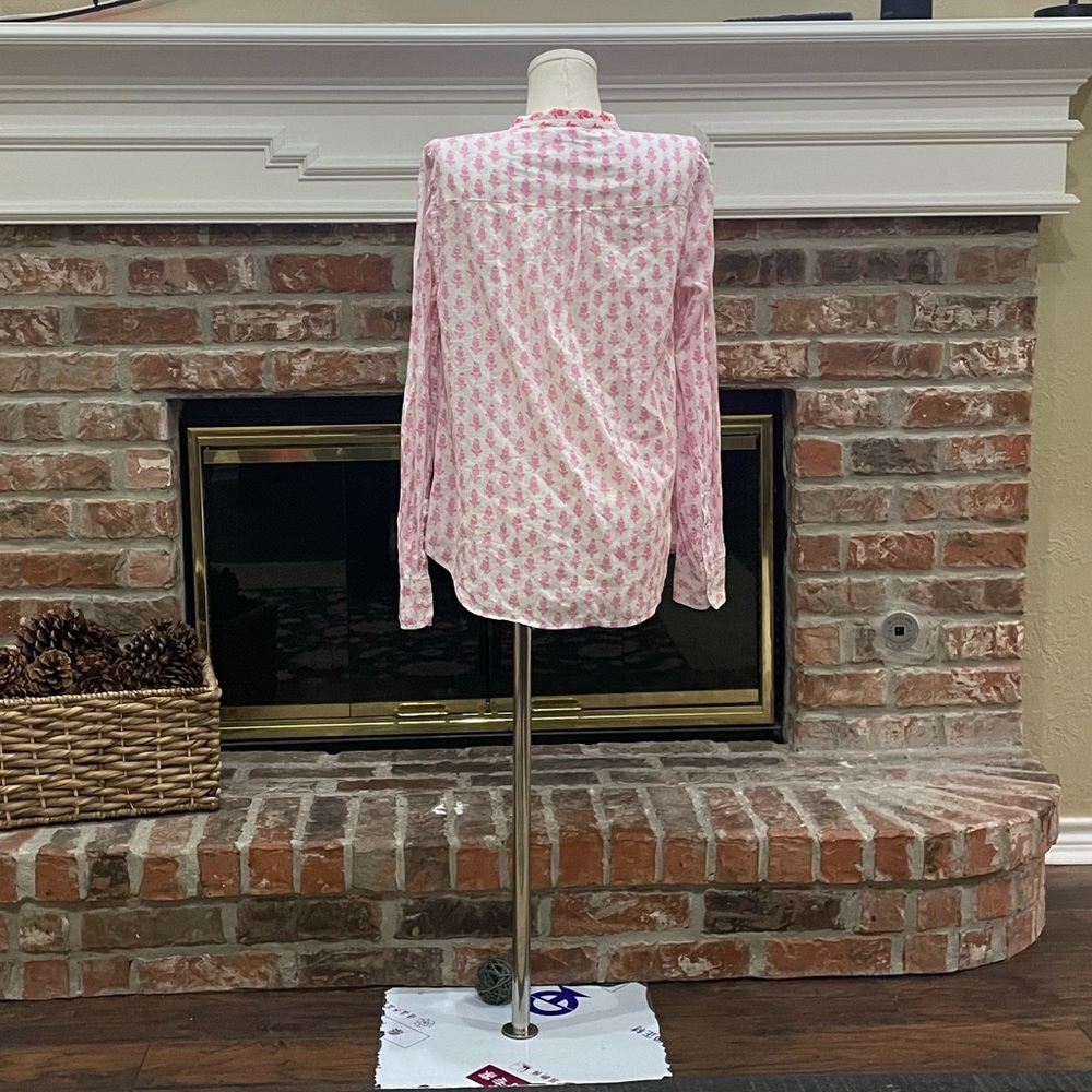 J. Crew leaf print, button up, pink and red blouse / S / Excellent condition - Picture 13 of 14